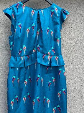 NWOT Anthro Hi There by Karen Walker Vintage Style Parrot Cocktail Dress - 14